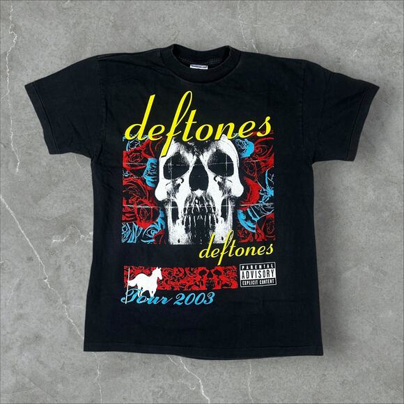 Vintage Deftones 2003 Self Titled Tour Size Large Single Stitch Reprint T-Shirt - Picture 1 of 7